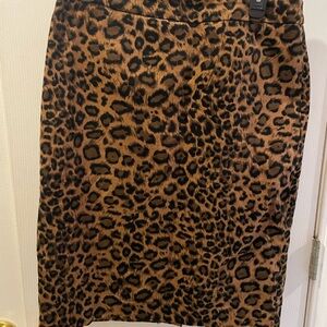 Talbots Brown Leopard Print Pencil Skirt